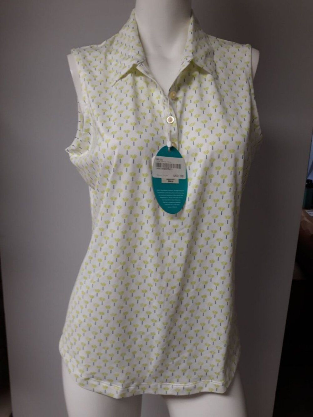 Greg Norman Women's Golf Shirt White Green Size M NEW WITH TAGS!